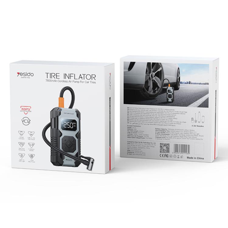Yesido VC12 7800mAh Multi-function Car Air Pump Car Tires Cordless Tire Inflator