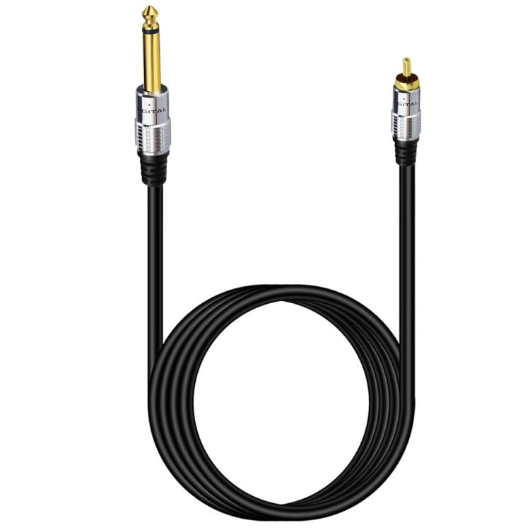 6.35mm Mono Plug Male to RCA Male Audio Adapter Cable for Ampfler, Speaker, Guitar — 0.3m