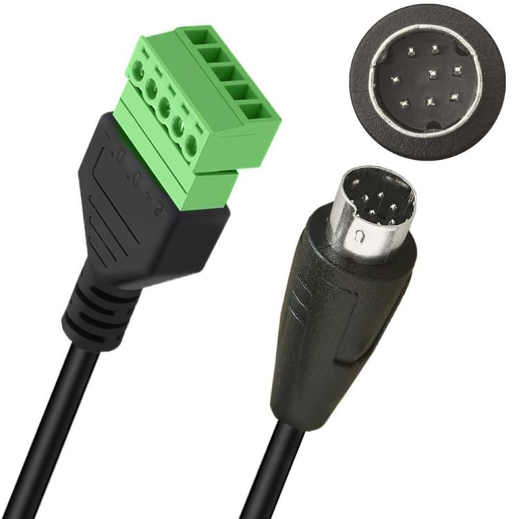 S-Video 8 Pin Male to 5 Pin Female Bolt Screw with Shield Terminals Pluggable Type Adapter Cable