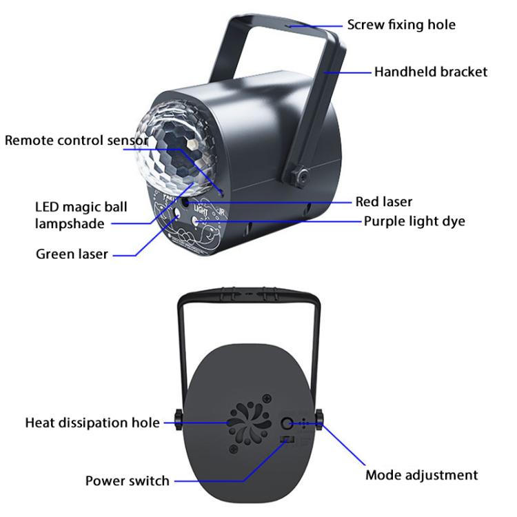 3-in-1 RGB Laser Light LED Stage Voice Control Magic Ball Lamp — view 4