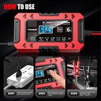 FOXSUR FBC1206F 12V 6A Car Motorcycle Battery Charger Smart Repair Multi-function Charger — view 19