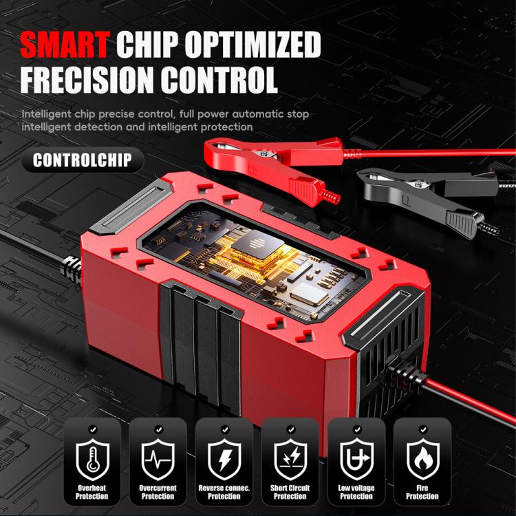 FOXSUR FBC1206F 12V 6A Car Motorcycle Battery Charger Smart Repair Multi-function Charger — Red