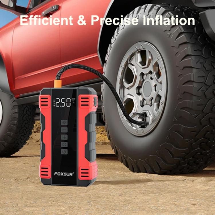 FOXSUR Car Emergency Starter Power Supply Multi-function Portable Car Air Pump — Yellow