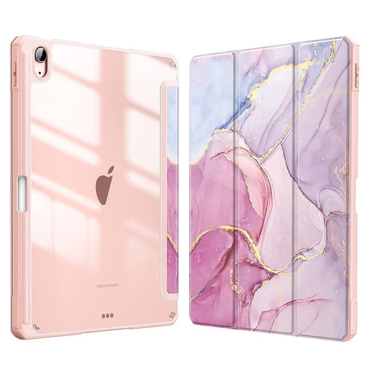 Marble Pattern Crystal Acrylic Smart Tablet Leather Case with Pen Slot