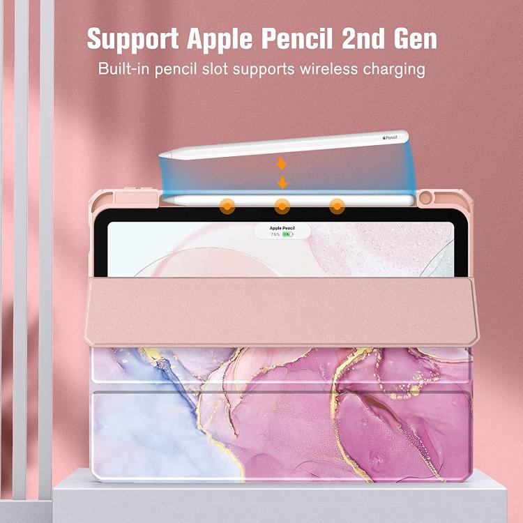 Marble Pattern Crystal Acrylic Smart Tablet Leather Case with Pen Slot