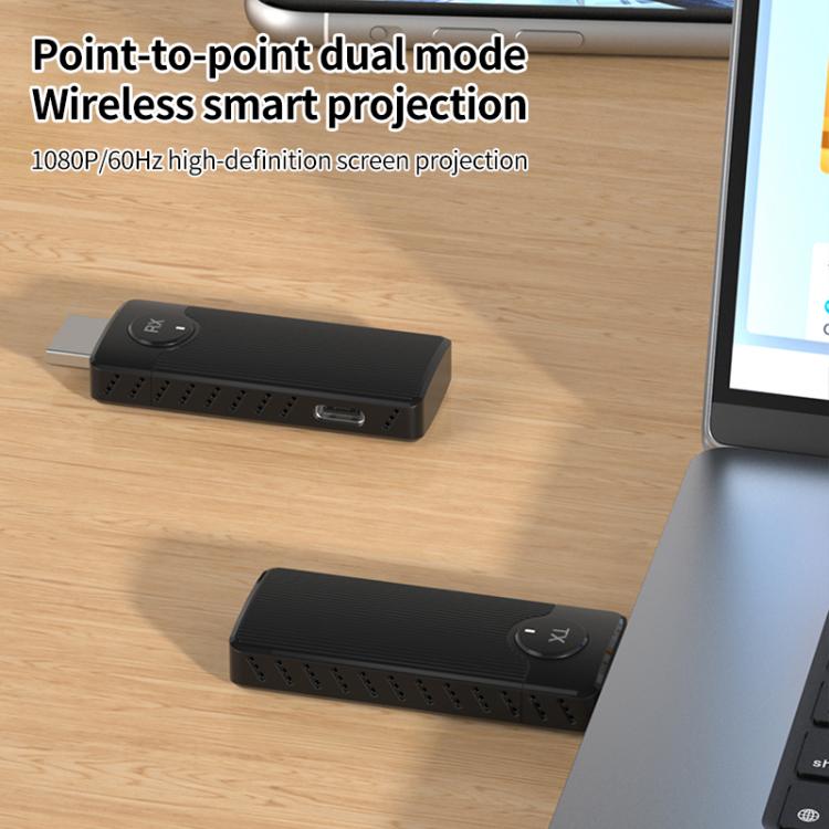 Q50 Vertical Texture Wireless HDMI Video Transmitter and Receiver Extender Adapter — Black