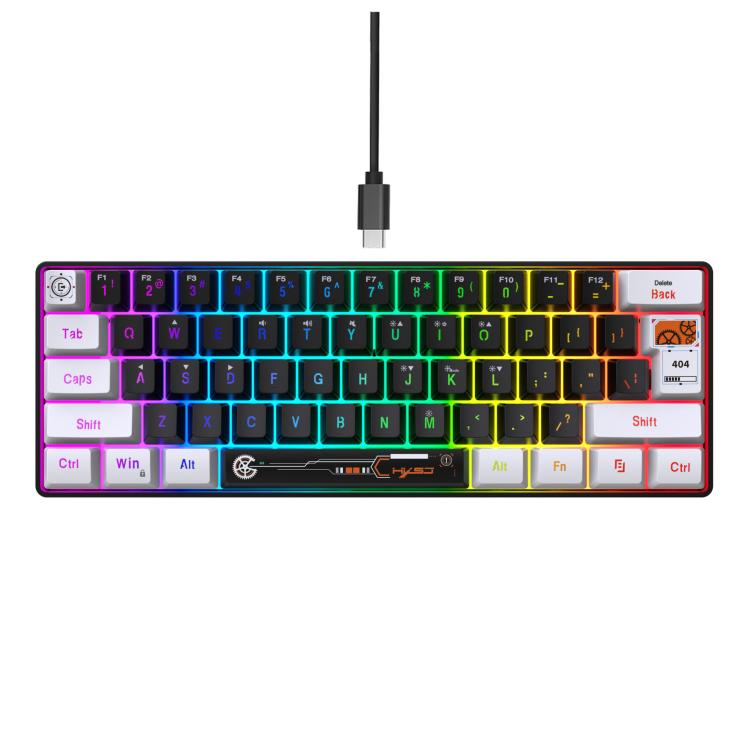 HXSJ V700WB Wired RGB Backlit Membrane Keyboard 61 Key Caps, Cable Length: 1.7m
