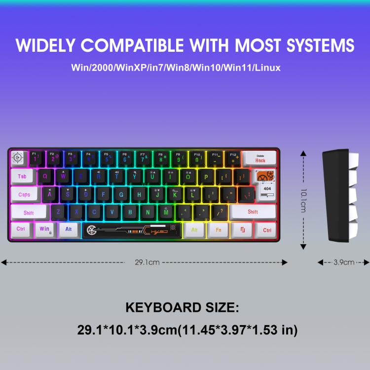 HXSJ V700WB Wired RGB Backlit Membrane Keyboard 61 Key Caps, Cable Length: 1.7m