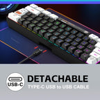 HXSJ V700WB Wired RGB Backlit Membrane Keyboard 61 Key Caps, Cable Length: 1.7m
