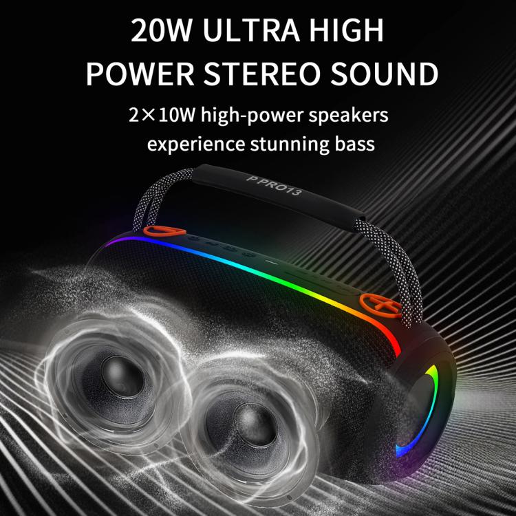 PRO13 20W Portable Outdoor IPX5 Stereo Soundbar Subwoofer RGB Wireless Speakers