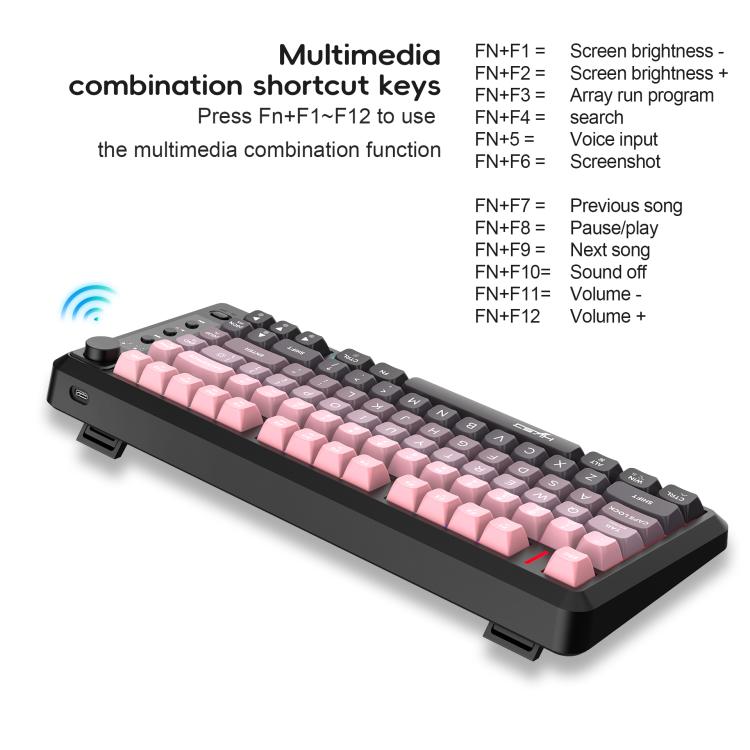 HXSJ L400 Three-mode Wireless RGB Light Thin Film 81 Keys Keyboard