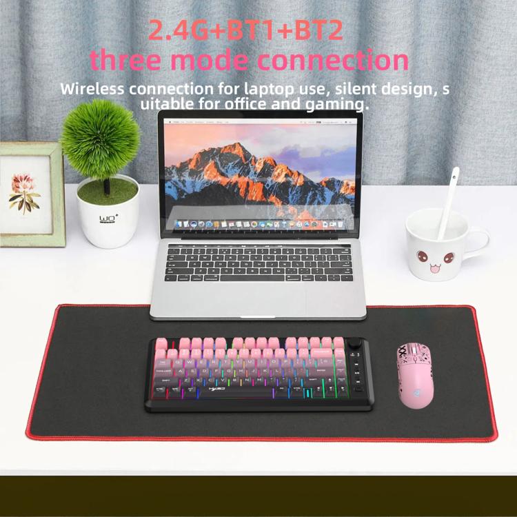 HXSJ L400 Three-mode Wireless RGB Light Thin Film 81 Keys Keyboard