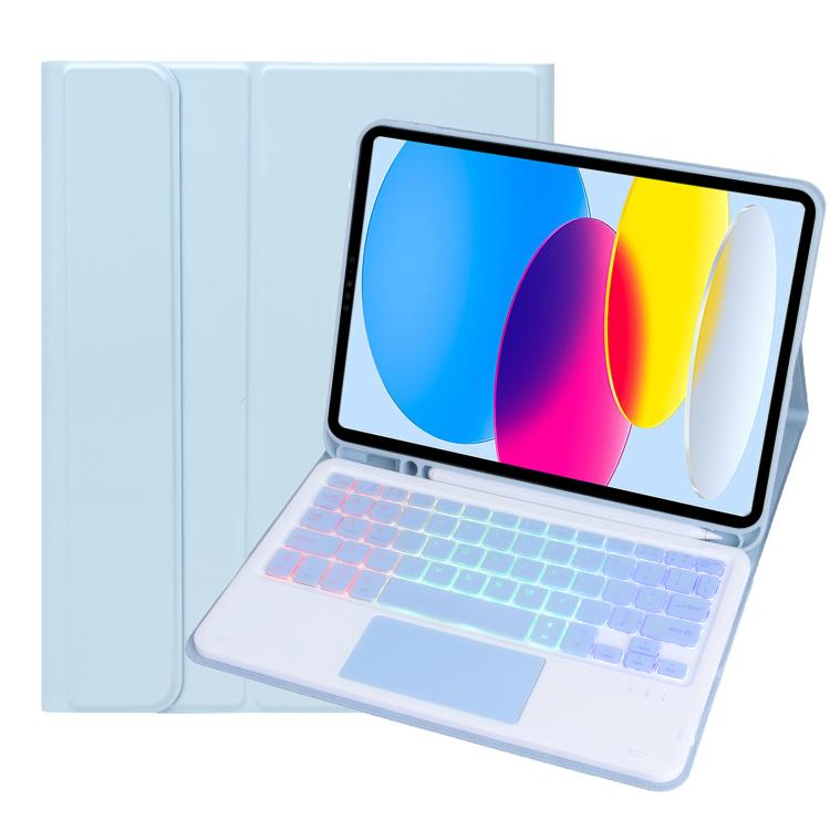 A10B-AS Backlight Bluetooth Touch Keyboard Leather Tablet Case with Pen Slot