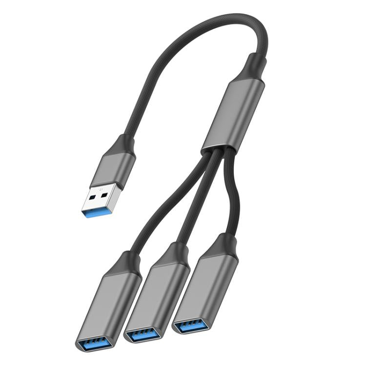 3 in 1 OTG Expander Splitter Dock Station — Braided Silver