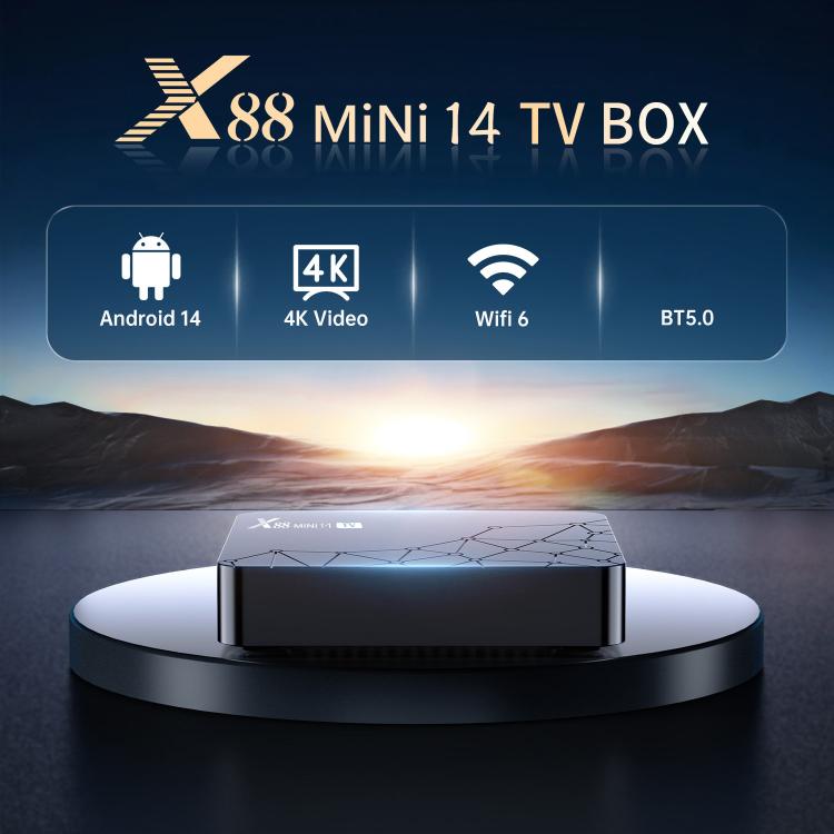 X88 mini 14 TV Android 14 Smart HD TV Box, RK3518 Quad-Core 64bit Cortex-A53