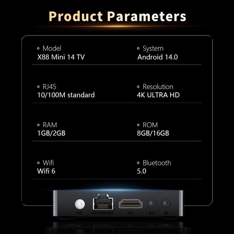 X88 mini 14 TV Android 14 Smart HD TV Box, RK3518 Quad-Core 64bit Cortex-A53