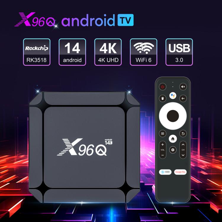 X96Q Android 14 Smart TV Box, RK3518 Quad-Core Cortex-A53 — AU Plug