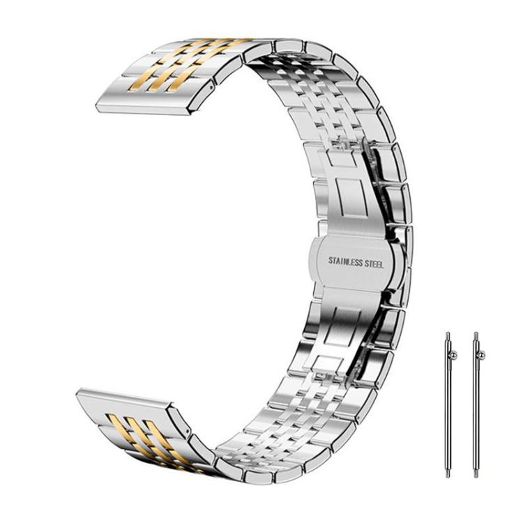 xDfind Seven-bead Solid Stainless Steel Watch Band — Silver Gold