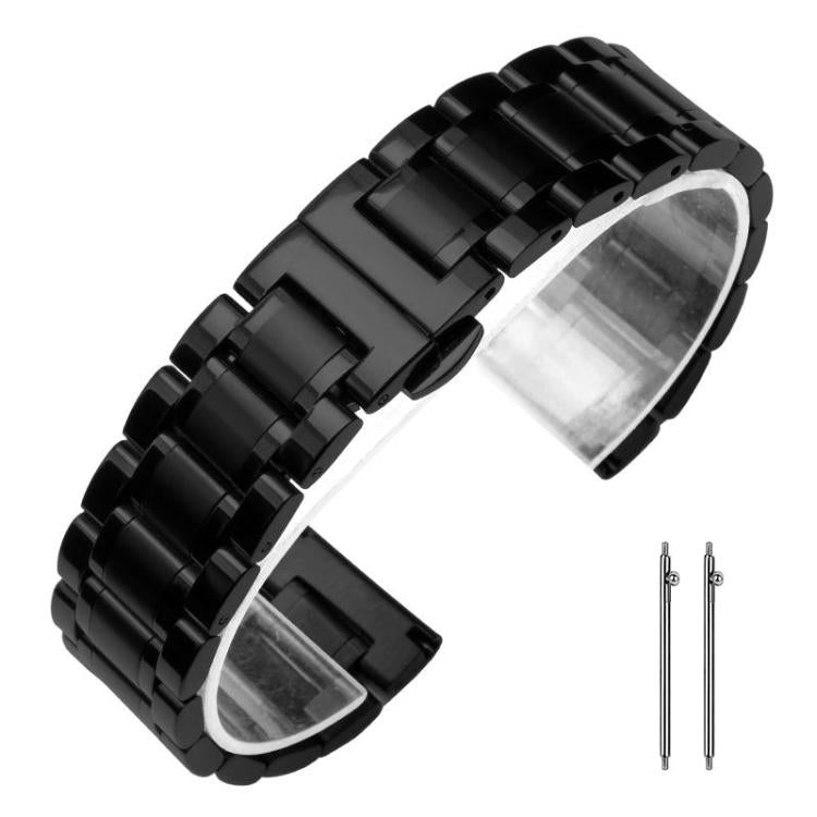 xDfind Five-bead Solid Stainless Steel Butterfly Buckle Watch Band — 20mm