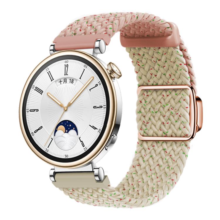 Woven Splicing Color Magnetic Rose Gold Buckle Watch Band — Colorful Pink Colorful Dot