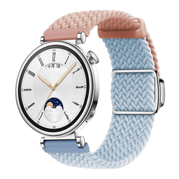 Woven Splicing Color Magnetic Silver Buckle Watch Band — Orange Yellow