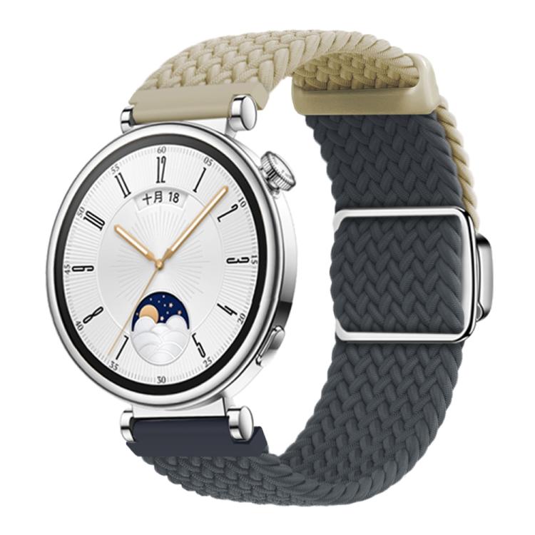 Woven Splicing Color Magnetic Silver Buckle Watch Band — Blue Pink Rock Blue