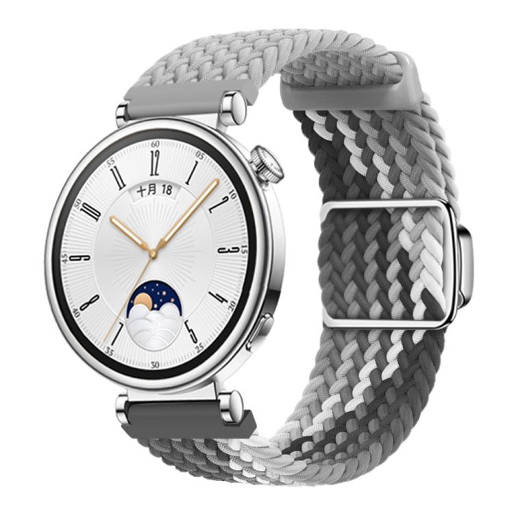 Woven Splicing Color Magnetic Silver Buckle Watch Band — Beige Deep Blue