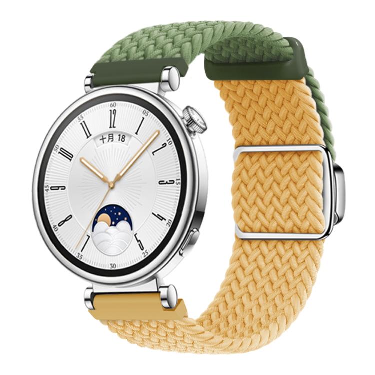 Woven Splicing Color Magnetic Silver Buckle Watch Band — Coral Light Grey