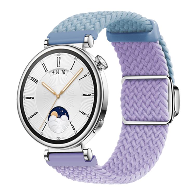 Woven Splicing Color Magnetic Silver Buckle Watch Band — Rock Blue Heartbeat Purple