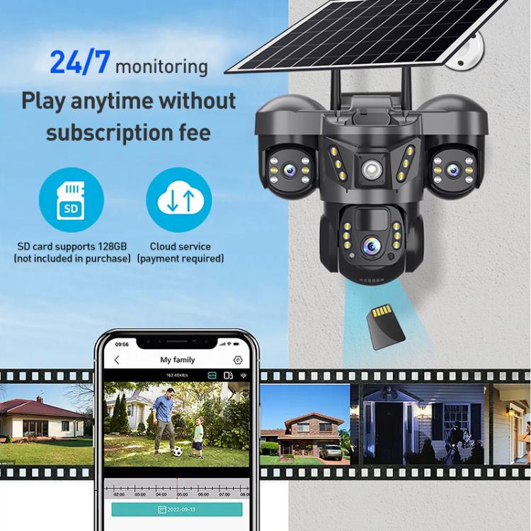 VTS29 6MP Multi-lens Panoramic Solar Surveillance PTZ Dome Camera