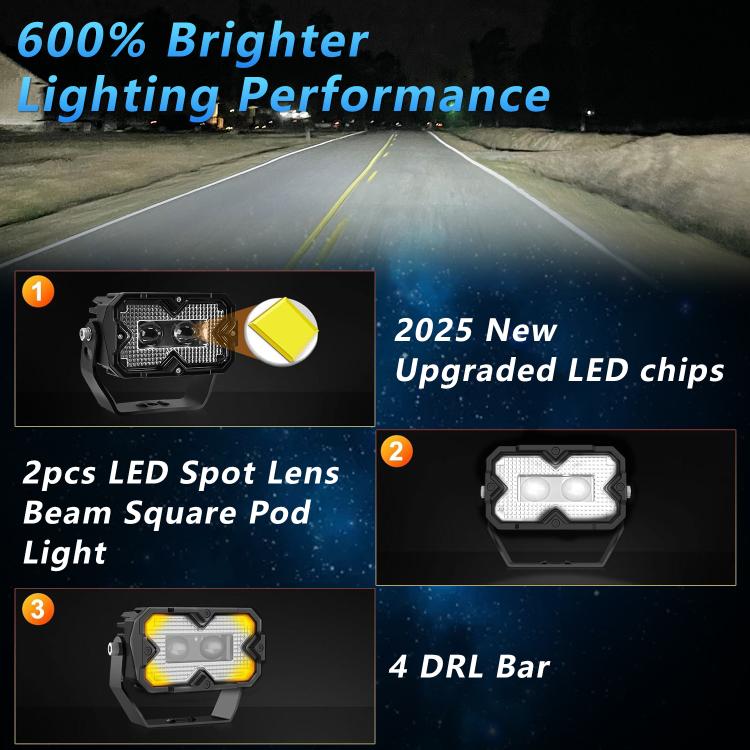 2pcs/Pack Car 70W High-power Matrix Eyes Work Light with Cable Set