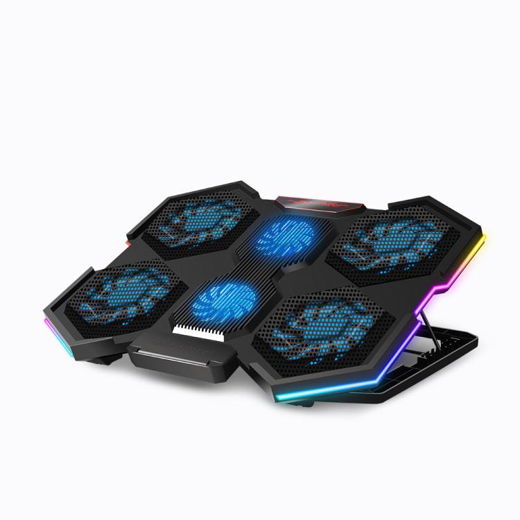 NUOXI YL-021 6-Fans RGB Light Laptop Radiator Adjustable Cooling Holder
