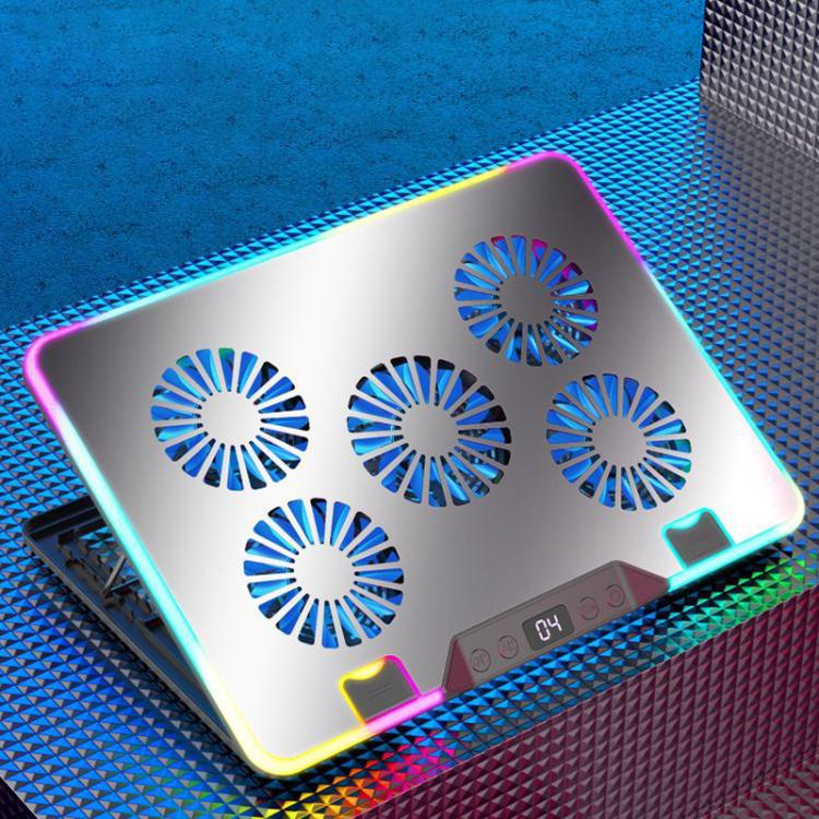 6-Speed Adjustable 5 Fan Laptop Cooler with RGB, NUOXI F36-5