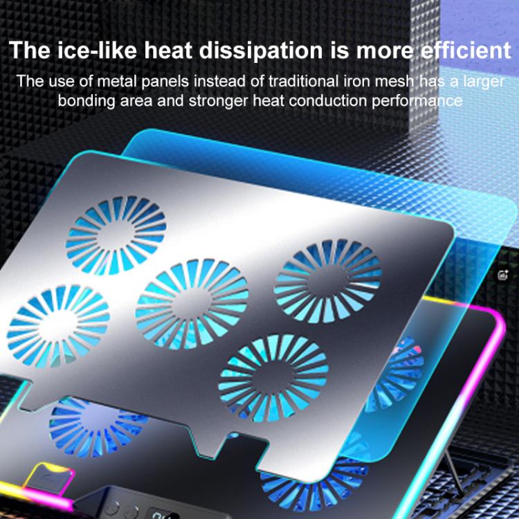 6-Speed Adjustable 5 Fan Laptop Cooler with RGB, NUOXI F36-5 — view 5