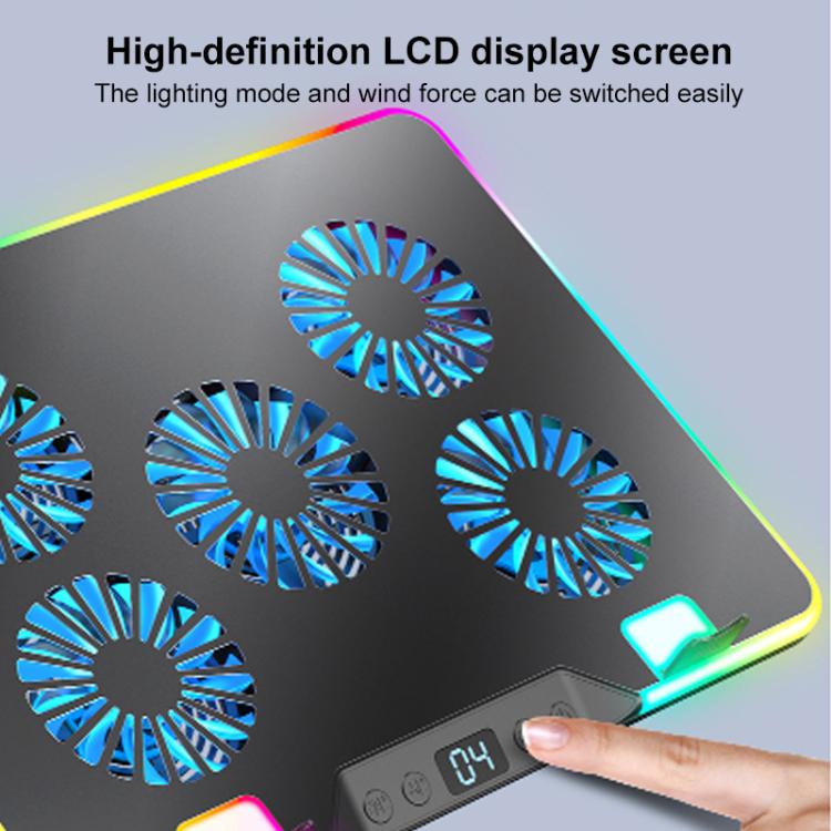 6-Speed Adjustable 5 Fan Laptop Cooler with RGB, NUOXI F36-5 — view 8