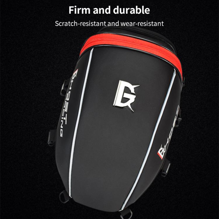 GHOST RACING GR-CWB06 PU Leather Motorcycle Tail Bag Rear Seat Travel Bag Backpack