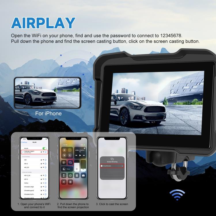 Motorcycle Wireless CarPlay and Android Auto 5 inch HD Screen Waterproof Navigator — view 8