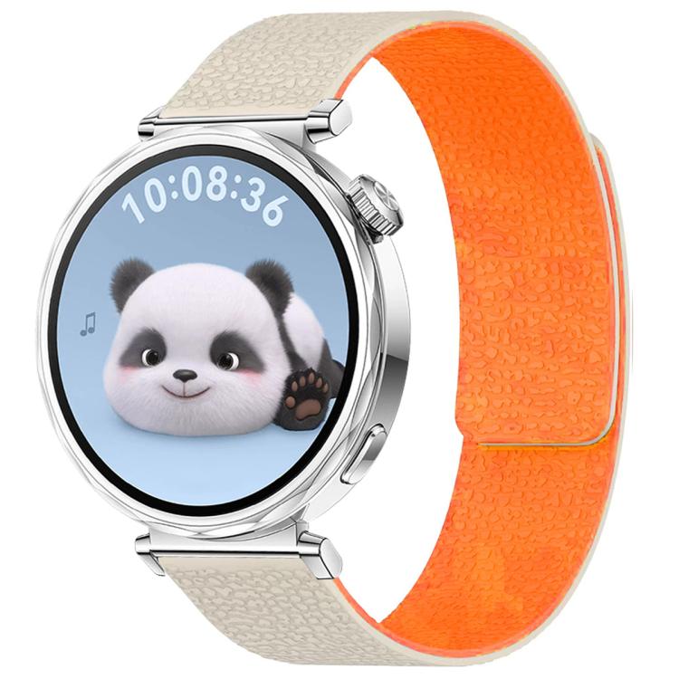 xDfind Flat Head Litchi Texture Magnetic Silicone Watch Band — Grey Orange