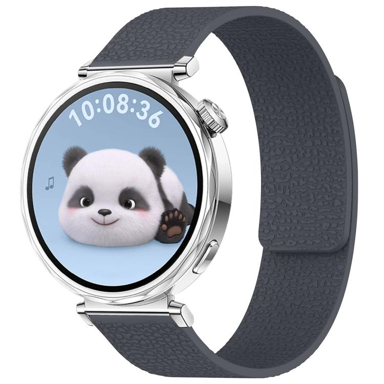 xDfind Flat Head Litchi Texture Magnetic Silicone Watch Band — Dark Green