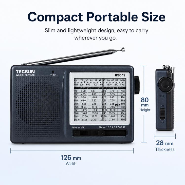 Tecsun R-9012 Portable Full Band FM Radio