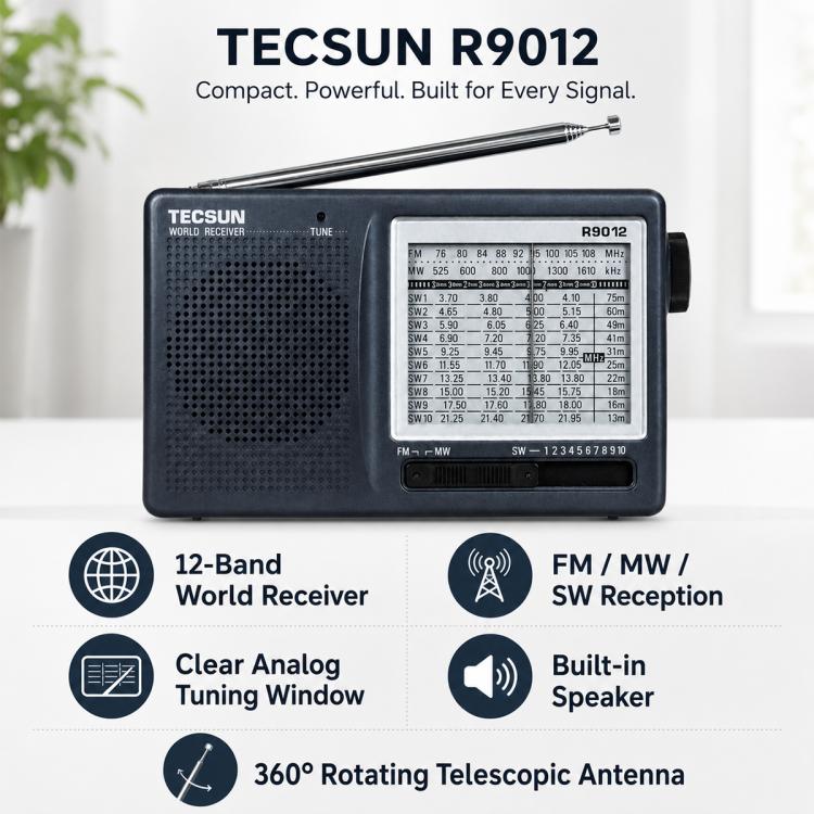 Tecsun R-9012 Portable Full Band FM Radio