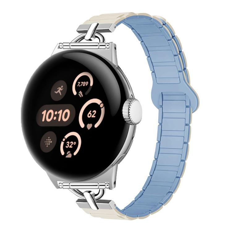 D-shaped Tri-beads Magnetic Silicone Watch Band — Light Mint Starlight