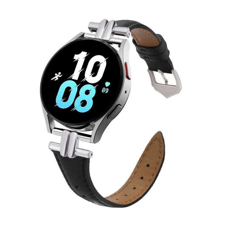 H-shaped Metal Buckle Leather Watch Band