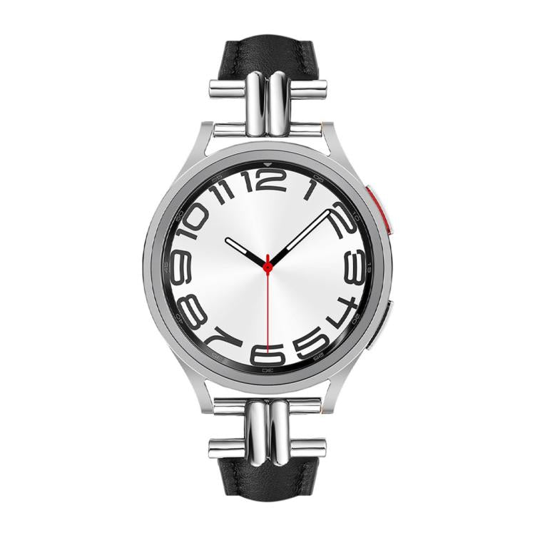 H-shaped Metal Buckle Leather Watch Band