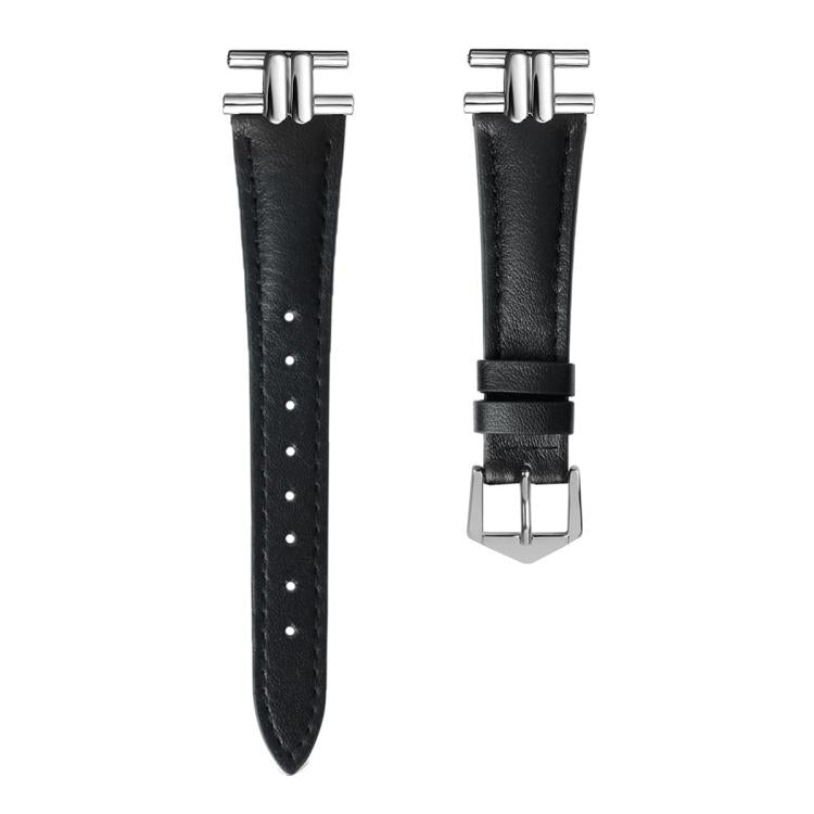 H-shaped Metal Buckle Leather Watch Band