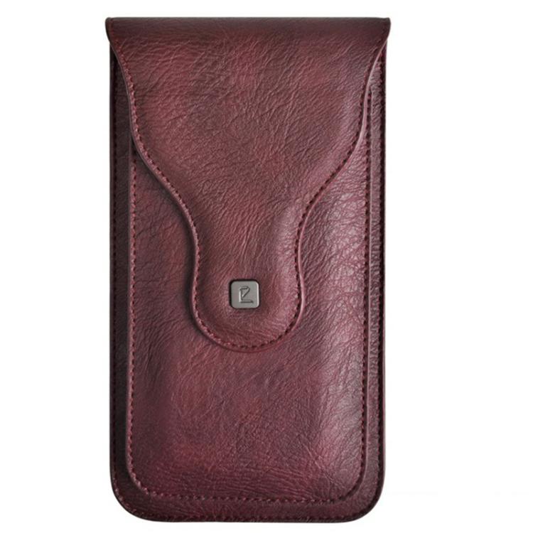 VIETAO Dual-Layer Pockets Crazy Horse Waist-Hanging Phone Bag — Brown