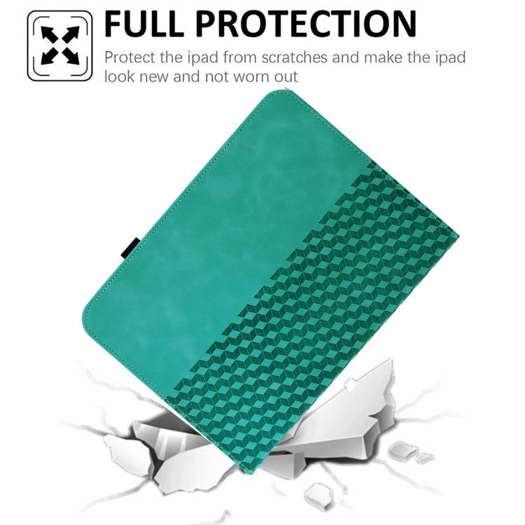 Rotatable Rhombus Embossed Smart Leather Tablet Case — Light Blue