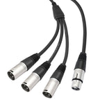 3-Way Splitter Audio Cable, Length: 60cm — XLR Male to 3 XLR Female