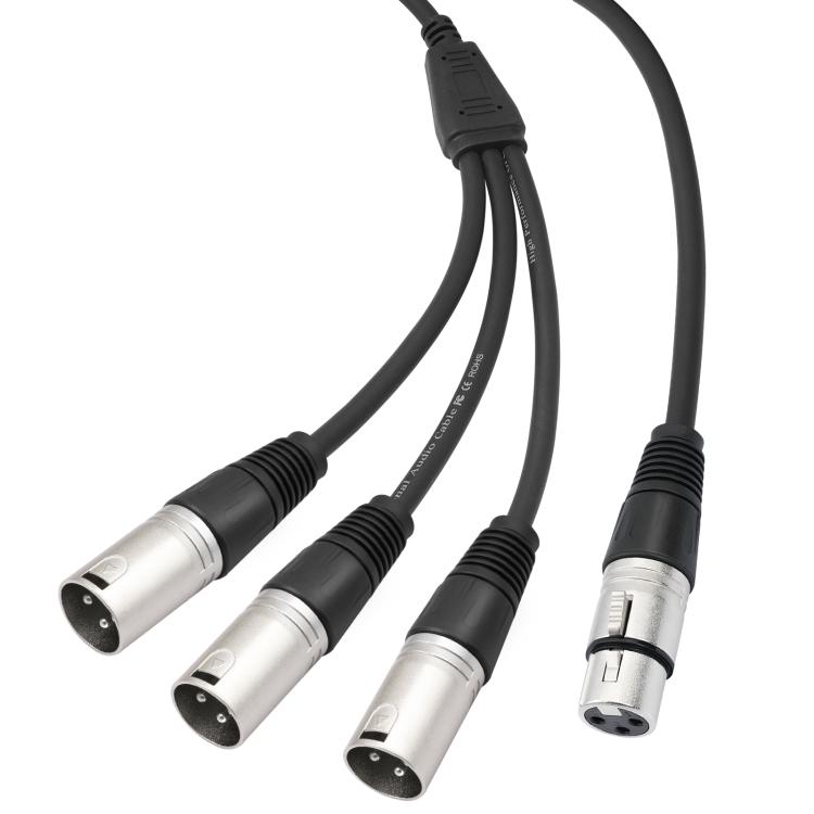 3-Way Splitter Audio Cable, Length: 60cm — XLR Male to 3 XLR Female