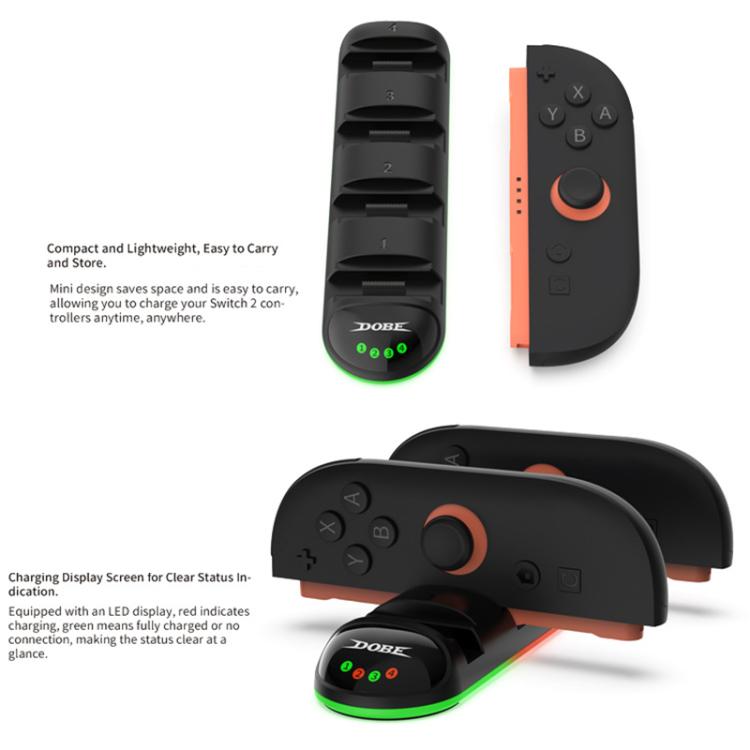 For Nintendo Switch 2 Handle 4 in 1 Charging Station with LED Display Light